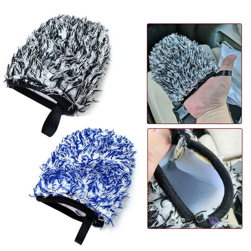 SEAMETAL Super Soft Car Microfiber Wheel Detailer Wash Glove Thickening Two-Sided Car Detailing Pocket Mitt Car Wash Products