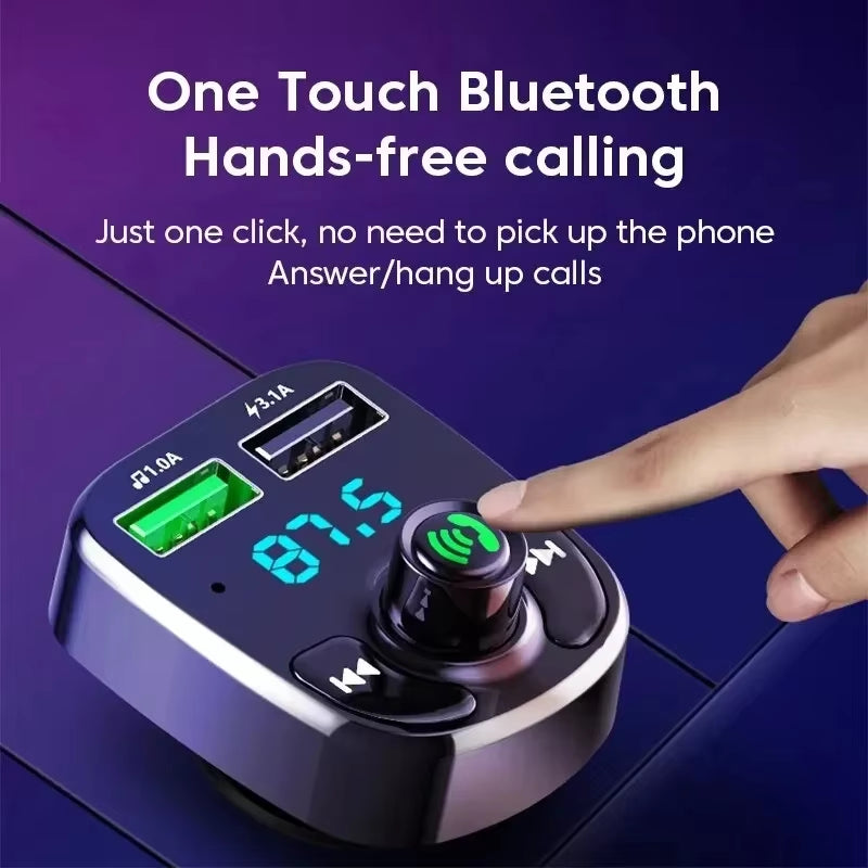 LED MP3 Car Bluetooth FM Hands-Free Bluetooth-Compaitable 5.0 Transmitter 3.1A QC3.0 PD Type C Dual USB Car Charger