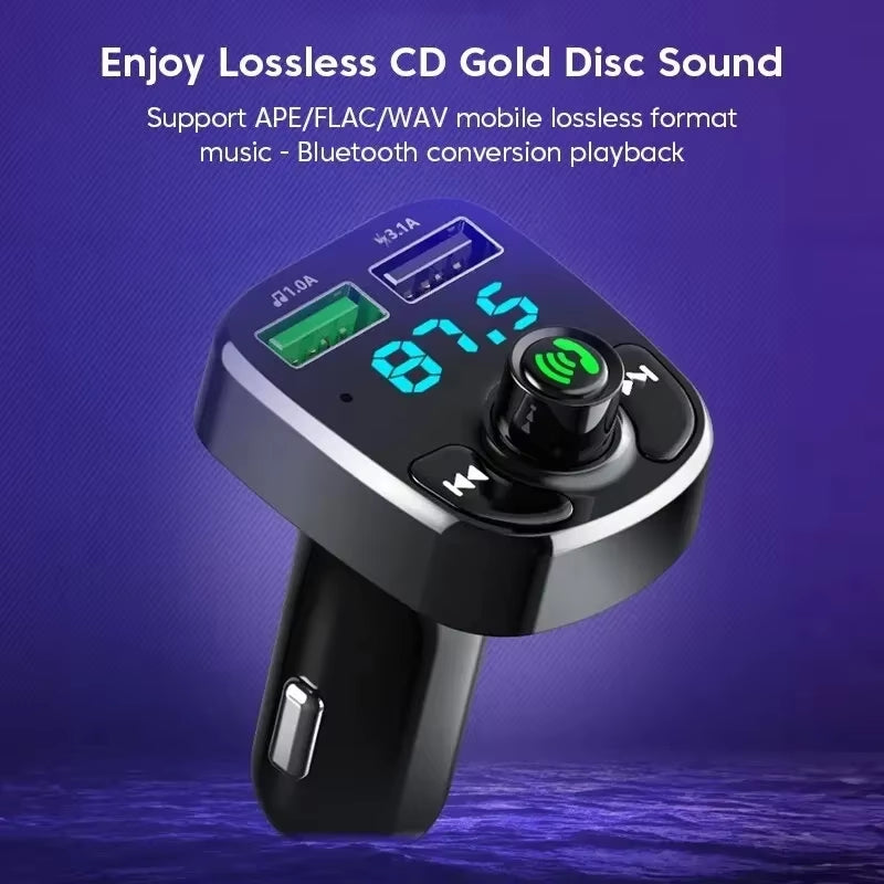 LED MP3 Car Bluetooth FM Hands-Free Bluetooth-Compaitable 5.0 Transmitter 3.1A QC3.0 PD Type C Dual USB Car Charger