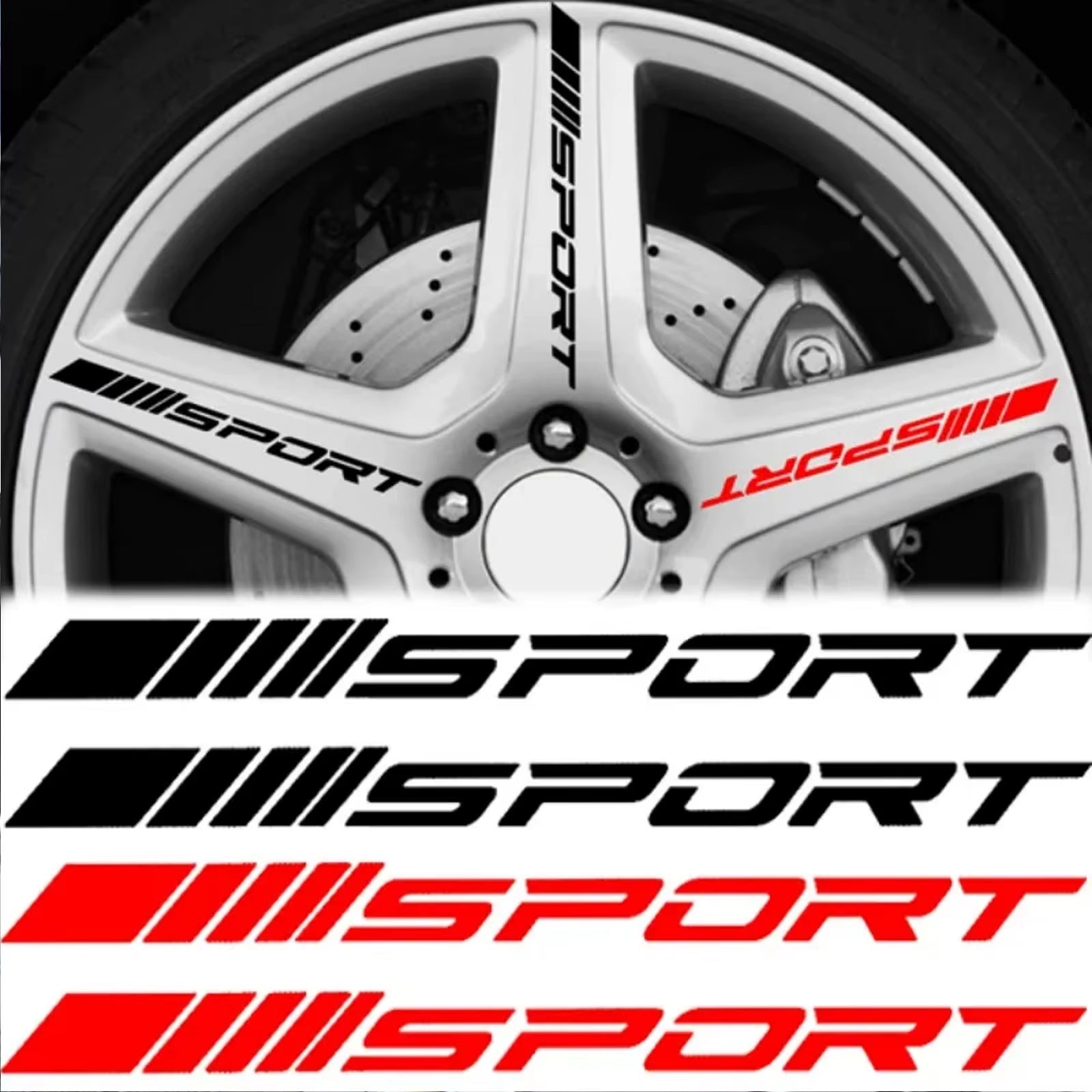 4Pcs Creative Racing SPORT Letter Stickers Auto Car Rims Wheel PET Decal Waterproof Car Styling Decoration Auto Accessories