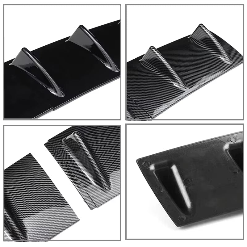 New Style Universal Rear Bumper Spoiler Diffuser Gloss Black 7 Wing Shark Fin Style Lower Body Lip Car Modification
