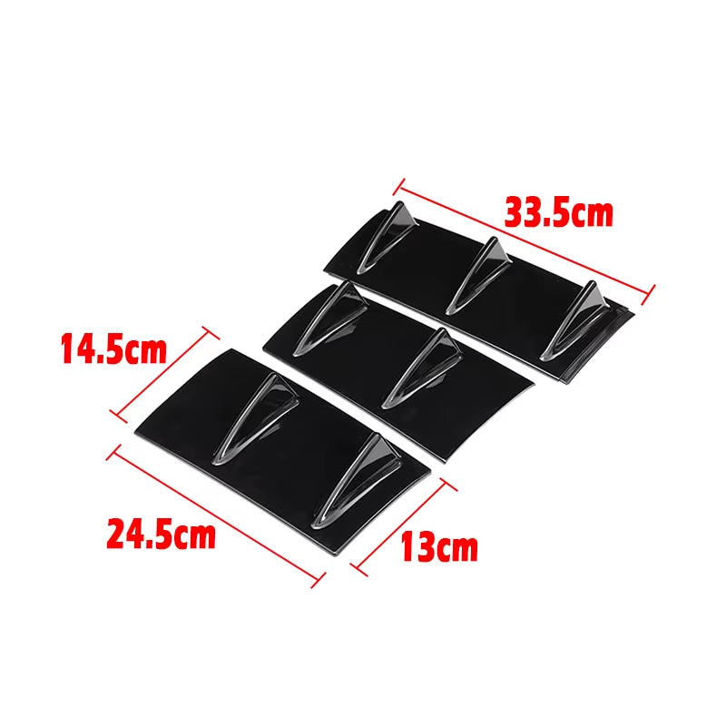 New Style Universal Rear Bumper Spoiler Diffuser Gloss Black 7 Wing Shark Fin Style Lower Body Lip Car Modification