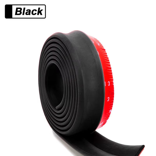 Universal Car Front Bumper Lip Rubber 2.5M/98.43In Bumper Protector Black Bumper Lip Strip Car Side Skirt Direct Tailoring