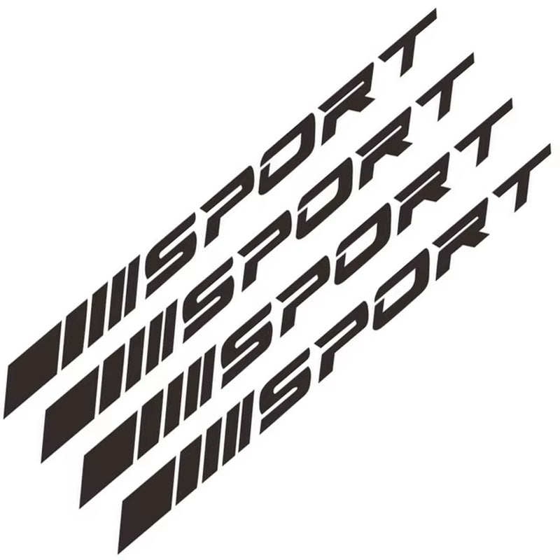 4Pcs Creative Racing SPORT Letter Stickers Auto Car Rims Wheel PET Decal Waterproof Car Styling Decoration Auto Accessories