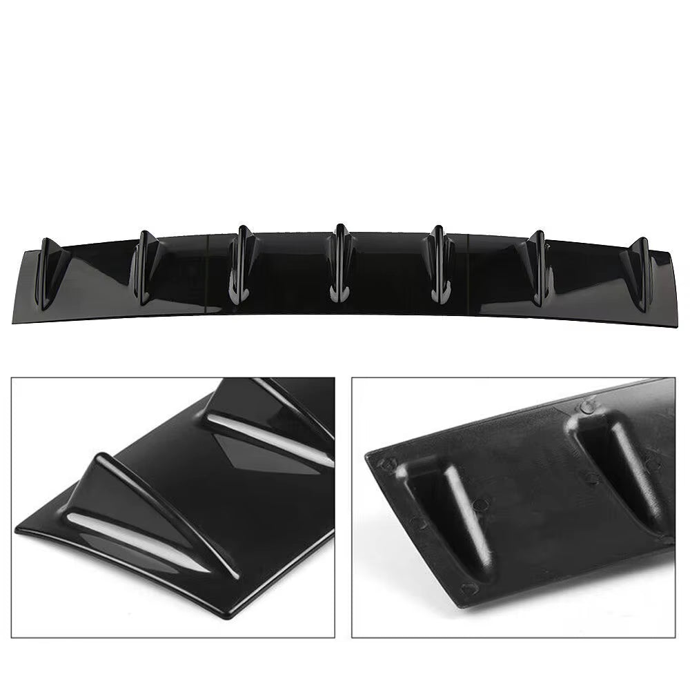New Style Universal Rear Bumper Spoiler Diffuser Gloss Black 7 Wing Shark Fin Style Lower Body Lip Car Modification