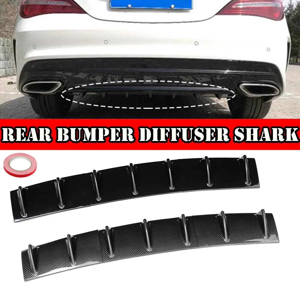 New Style Universal Rear Bumper Spoiler Diffuser Gloss Black 7 Wing Shark Fin Style Lower Body Lip Car Modification