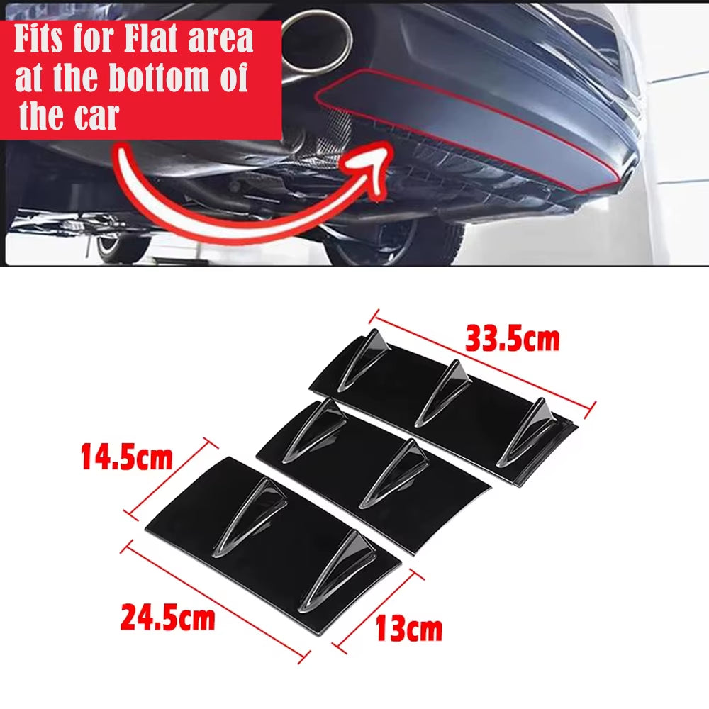 New Style Universal Rear Bumper Spoiler Diffuser Gloss Black 7 Wing Shark Fin Style Lower Body Lip Car Modification