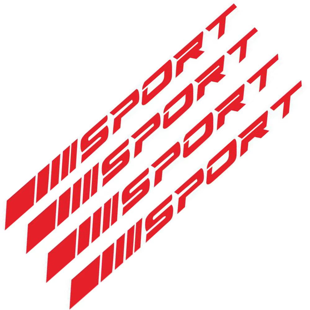 4Pcs Creative Racing SPORT Letter Stickers Auto Car Rims Wheel PET Decal Waterproof Car Styling Decoration Auto Accessories