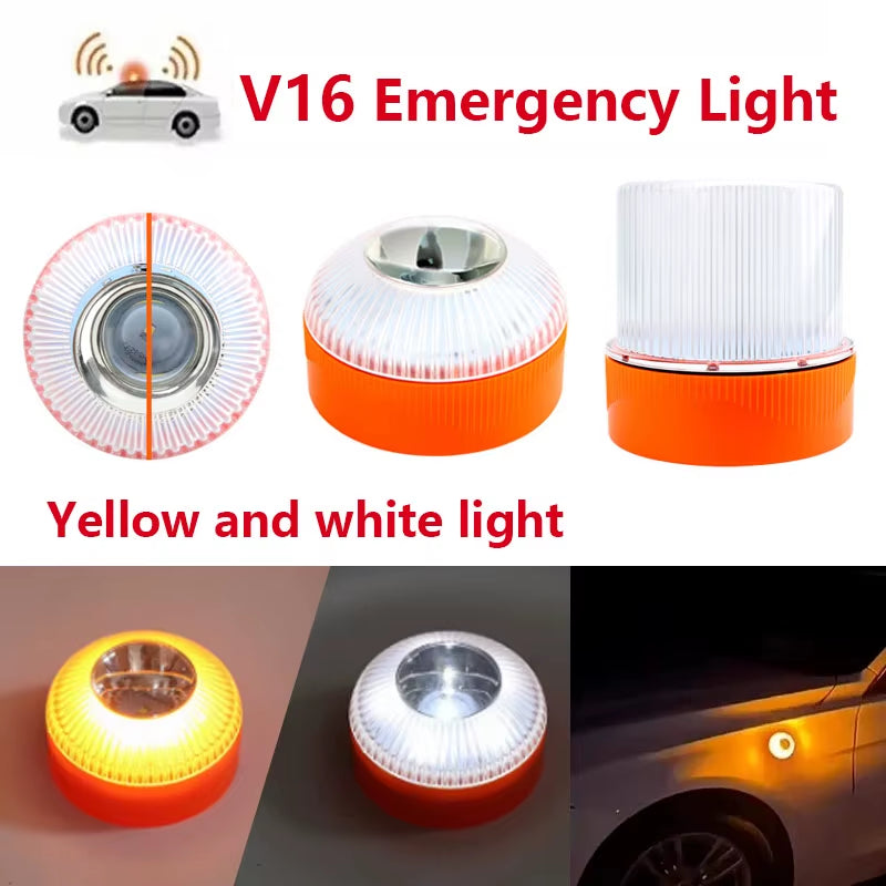 Led Car Emergency Light V16 Explosion Flashing Light Magnetic Induction Strobe Flashing Warning Light Safety Accessory