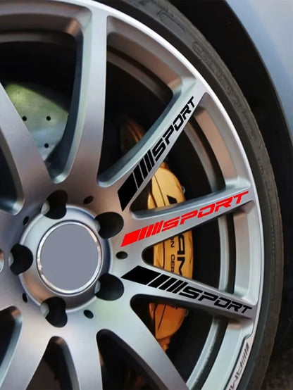 4Pcs Creative Racing SPORT Letter Stickers Auto Car Rims Wheel PET Decal Waterproof Car Styling Decoration Auto Accessories