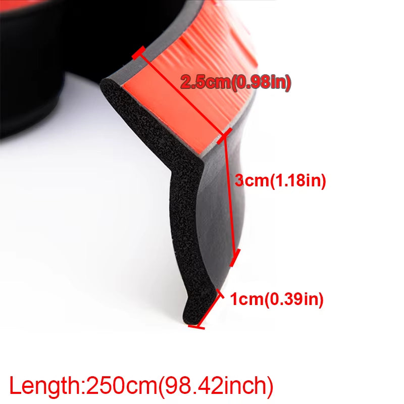 Universal Car Front Bumper Lip Rubber 2.5M/98.43In Bumper Protector Black Bumper Lip Strip Car Side Skirt Direct Tailoring