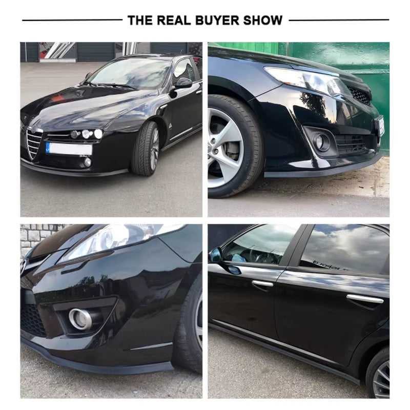 Universal Car Front Bumper Lip Rubber 2.5M/98.43In Bumper Protector Black Bumper Lip Strip Car Side Skirt Direct Tailoring